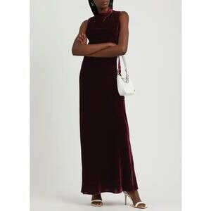Veronica Beard Kura Cowl Neck Velvet Velour Maxi Gown Dress Merlot Size 4